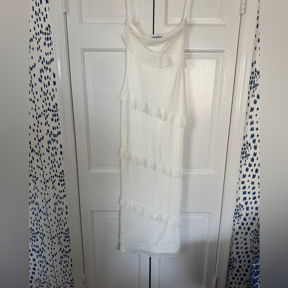 Princess Polly White Sleeveless Dress with Ruffle Details size 2